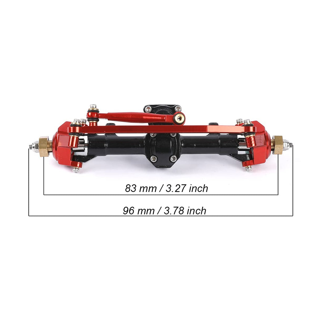 1/24 RC Aluminum Complete Front Axle for Axial SCX24 RC Crawler Upgrades (Black & Red)