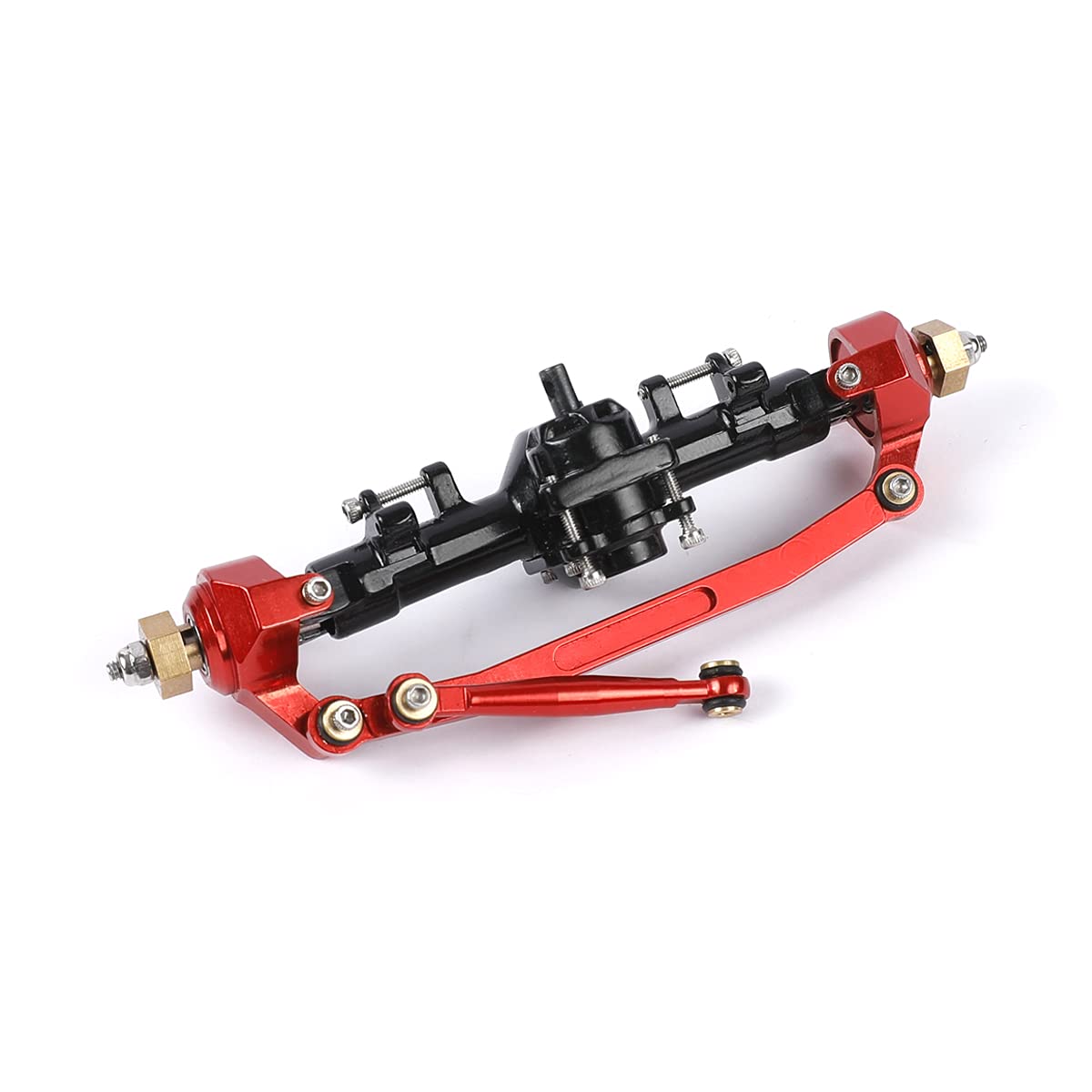1/24 RC Aluminum Complete Front Axle for Axial SCX24 RC Crawler Upgrades (Black & Red)