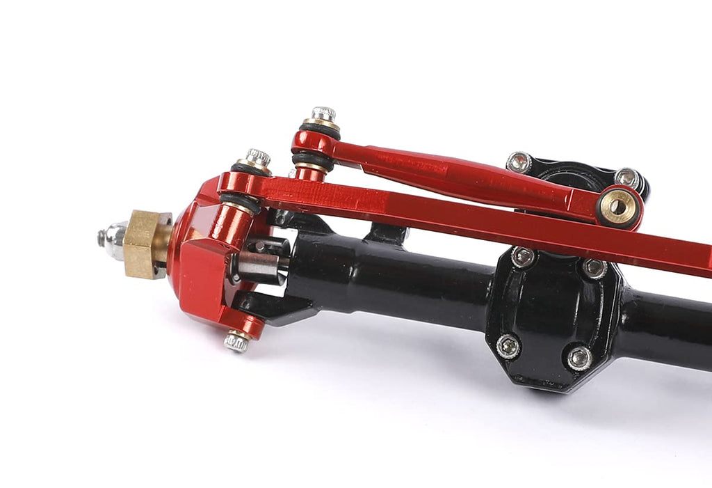 1/24 RC Aluminum Complete Front Axle for Axial SCX24 RC Crawler Upgrades (Black & Red)