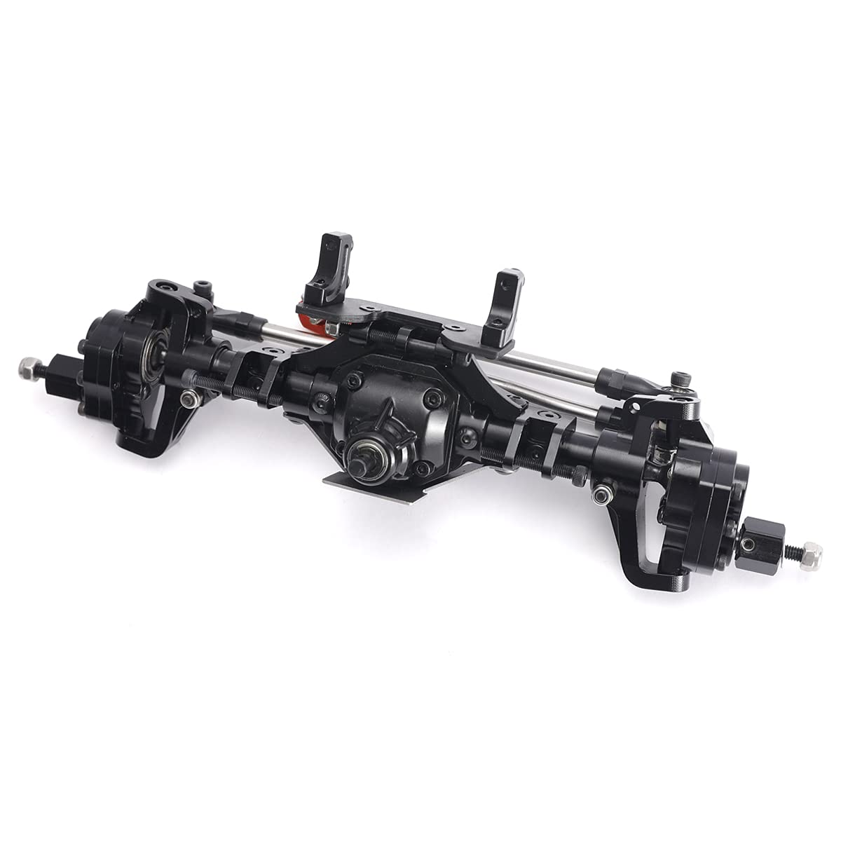 Aluminum Front / Rear Portal Axles Set for 1/10 Axial SCX10 II 90046 90047 RC Crawler Car (Black)