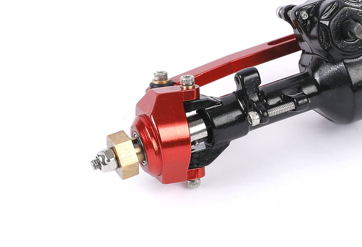 1/24 RC Aluminum Complete Front Axle for Axial SCX24 RC Crawler Upgrades (Black & Red)