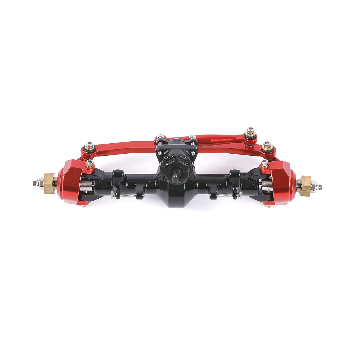 1/24 RC Aluminum Complete Front Axle for Axial SCX24 RC Crawler Upgrades (Black & Red)