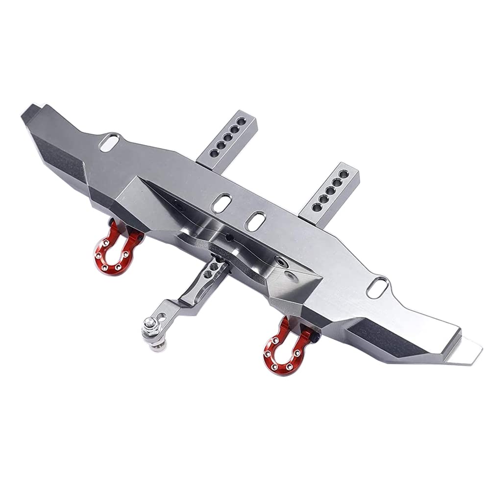 Aluminum Rear Bumper with Trailer Hitch for 1/10 Traxxas TRX4 RC Crawler Upgrade Parts (Titanium)