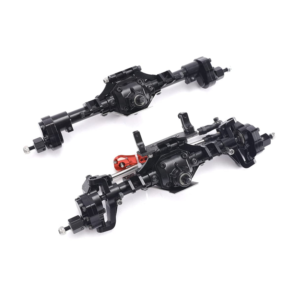 Aluminum Front / Rear Portal Axles Set for 1/10 Axial SCX10 II 90046 90047 RC Crawler Car (Black)