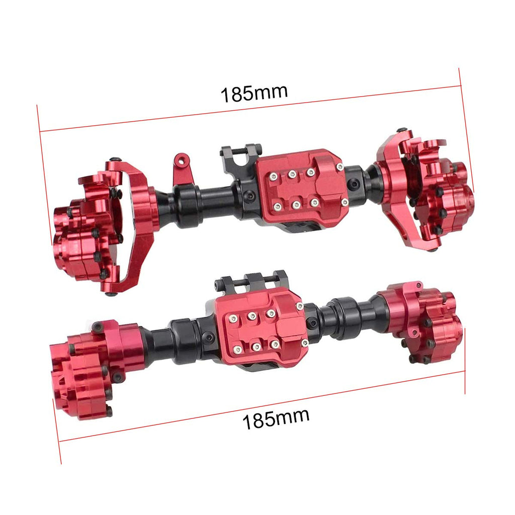 Aluminum Alloy Front and Rear Axle Housing Set for 1/10 Traxxas TRX4 RC Crawler Car, Replace Original Plastic Axles Housing (Red)