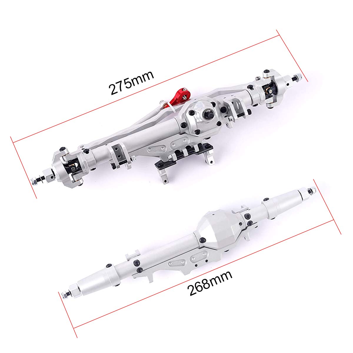 Aluminum Front and Rear Axle for 1/10 Axial Wraith 90018 90048 90053 90018 90020 90045 90056 RR10 RC Model Crawler Car (Silver)