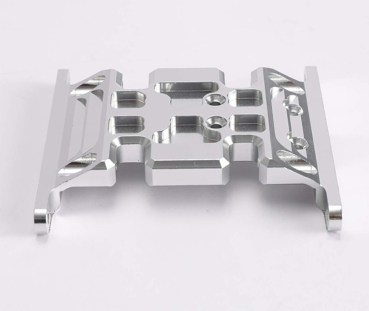 Aluminum Alloy Center Skid Plate Transmission Mount for 1/10 Axial SCX10 90022 90028 RC Crawler Car Upgrade Parts (Silver)