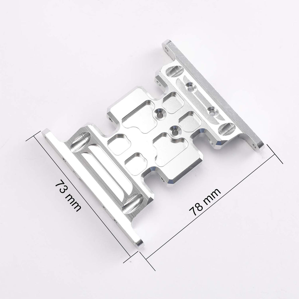 Aluminum Alloy Center Skid Plate Transmission Mount for 1/10 Axial SCX10 90022 90028 RC Crawler Car Upgrade Parts (Silver)