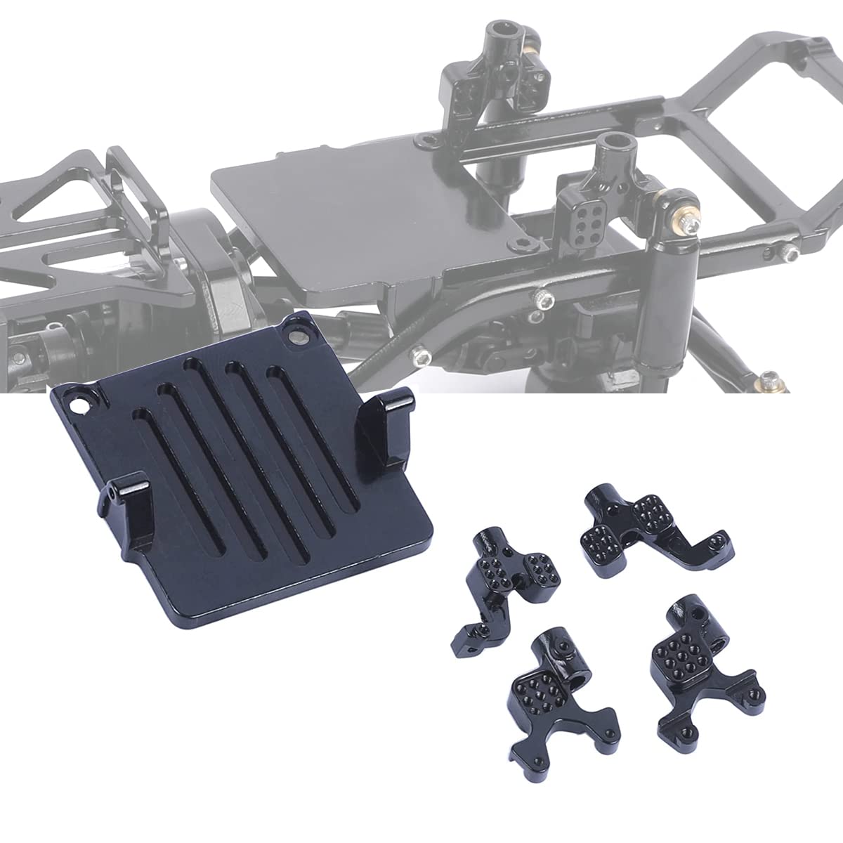 Aluminum Adjustable Shock Towers Mount Set for 1/24 Axial SCX24 AXI90081 AXI00001 RC Crawler Upgrades (Black)