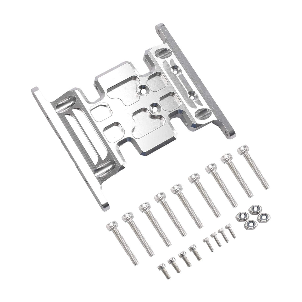 Aluminum Alloy Center Skid Plate Transmission Mount for 1/10 Axial SCX10 90022 90028 RC Crawler Car Upgrade Parts (Silver)