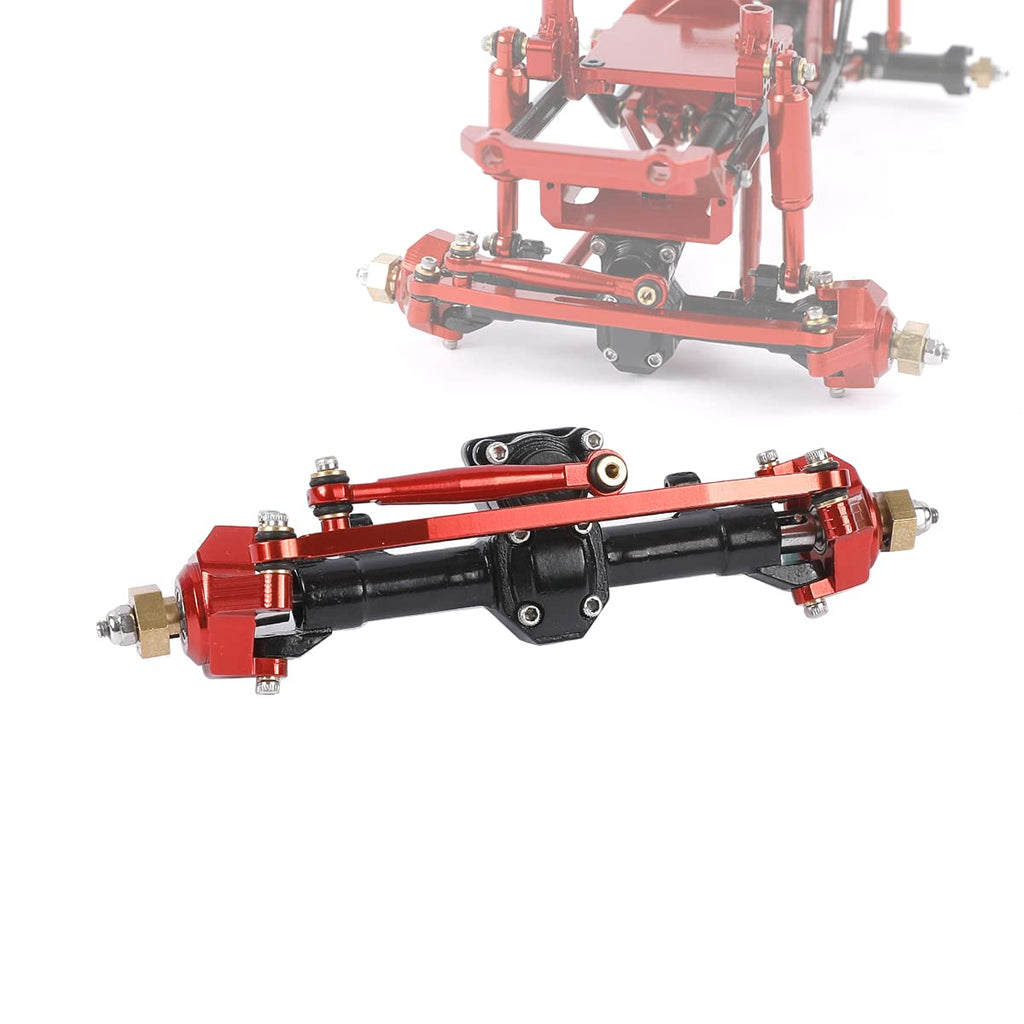 1/24 RC Aluminum Complete Front Axle for Axial SCX24 RC Crawler Upgrades (Black & Red)