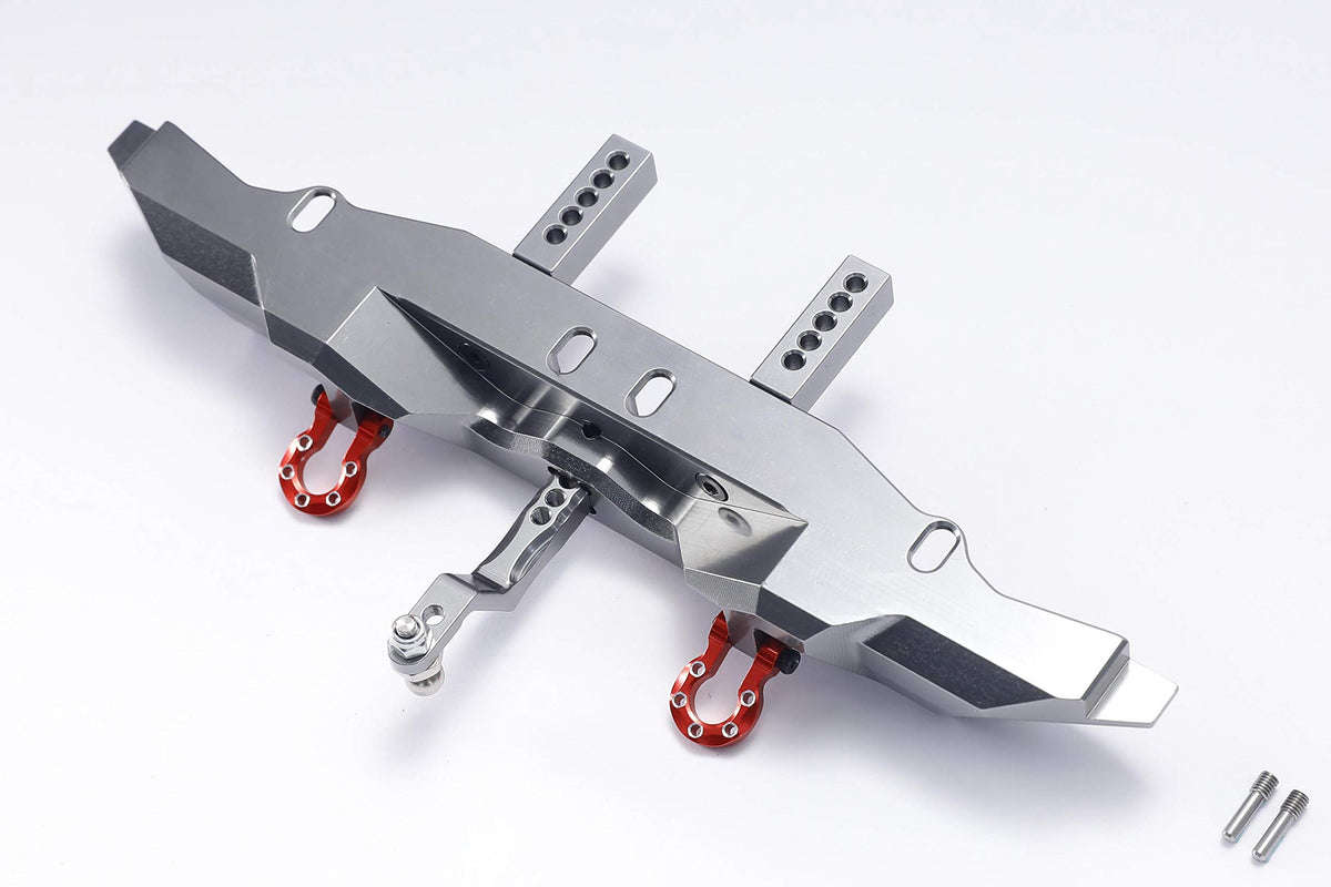 Aluminum Rear Bumper with Trailer Hitch for 1/10 Traxxas TRX4 RC Crawler Upgrade Parts (Titanium)