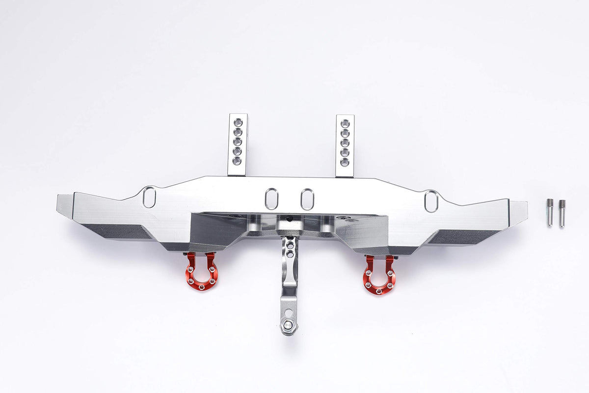 Aluminum Rear Bumper with Trailer Hitch for 1/10 Traxxas TRX4 RC Crawler Upgrade Parts (Titanium)