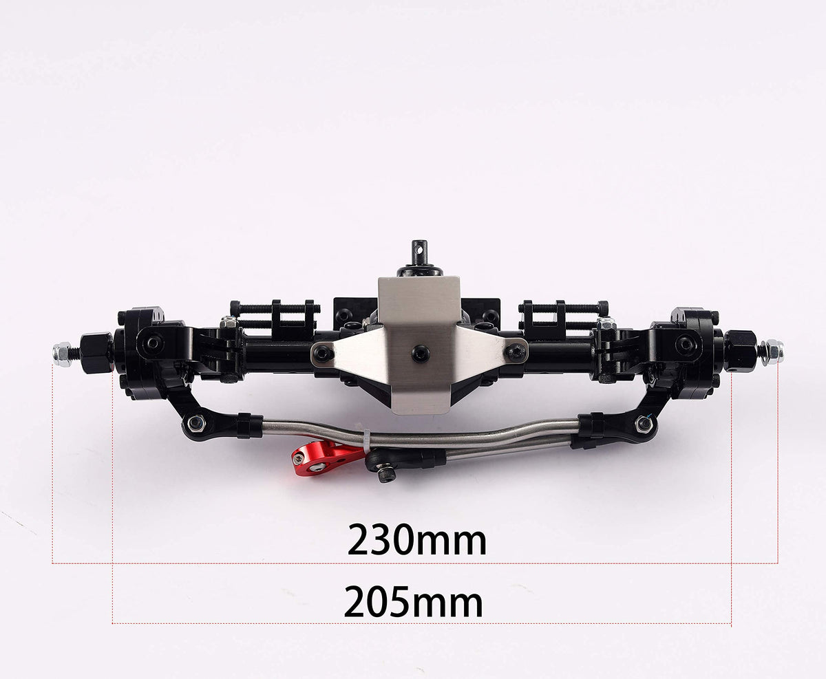 Aluminum Front / Rear Portal Axles Set for 1/10 Axial SCX10 II 90046 90047 RC Crawler Car (Black)