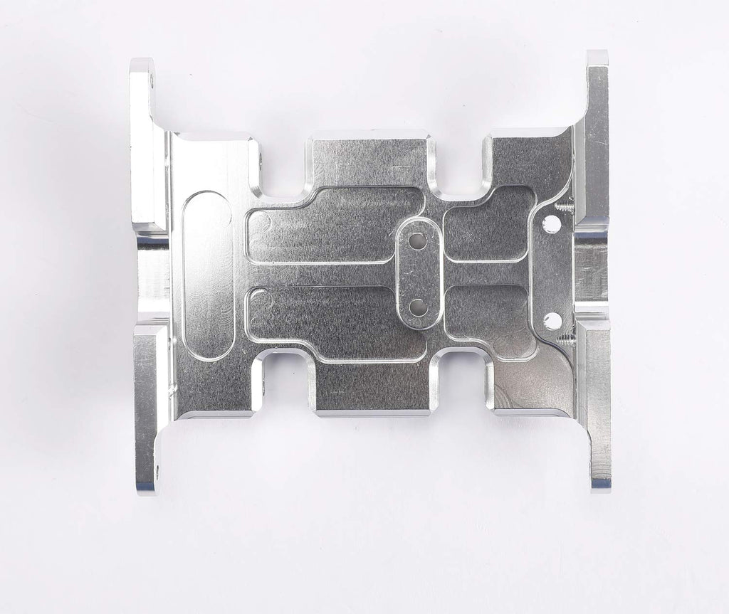 Aluminum Alloy Center Skid Plate Transmission Mount for 1/10 Axial SCX10 90022 90028 RC Crawler Car Upgrade Parts (Silver)