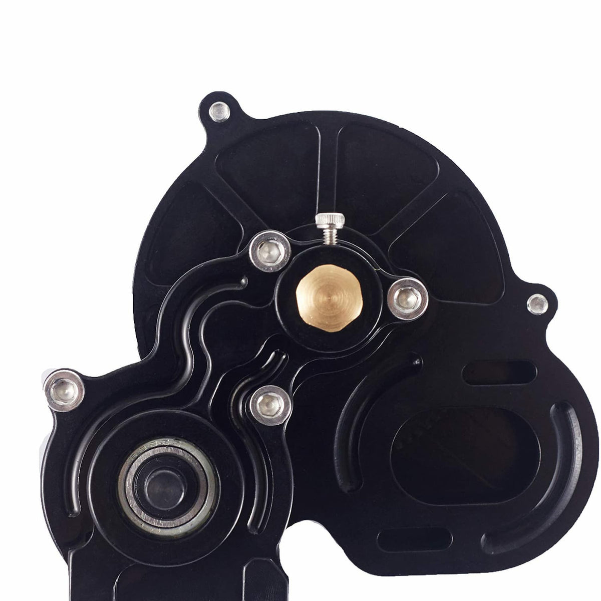 1/10 RC Car Transmission Case Gearbox with Gear Full Alloy Assembled for SCX10 SCX10 II 90046 90047 RC Crawler Car, Black