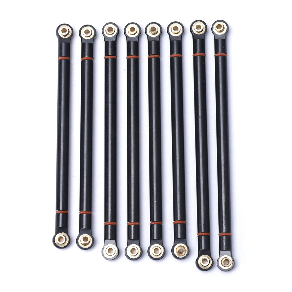 8PCS Aluminum Alloy Link Rod Chassis Linkage Parts for 1/10 RC Crawler Car Axial SCX10 90022 90027 90028 (Black)
