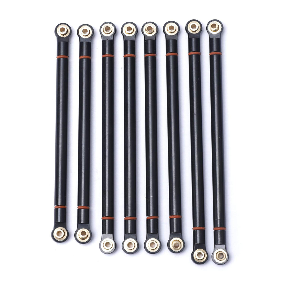 8PCS Aluminum Alloy Link Rod Chassis Linkage Parts for 1/10 RC Crawler Car Axial SCX10 90022 90027 90028 (Black)