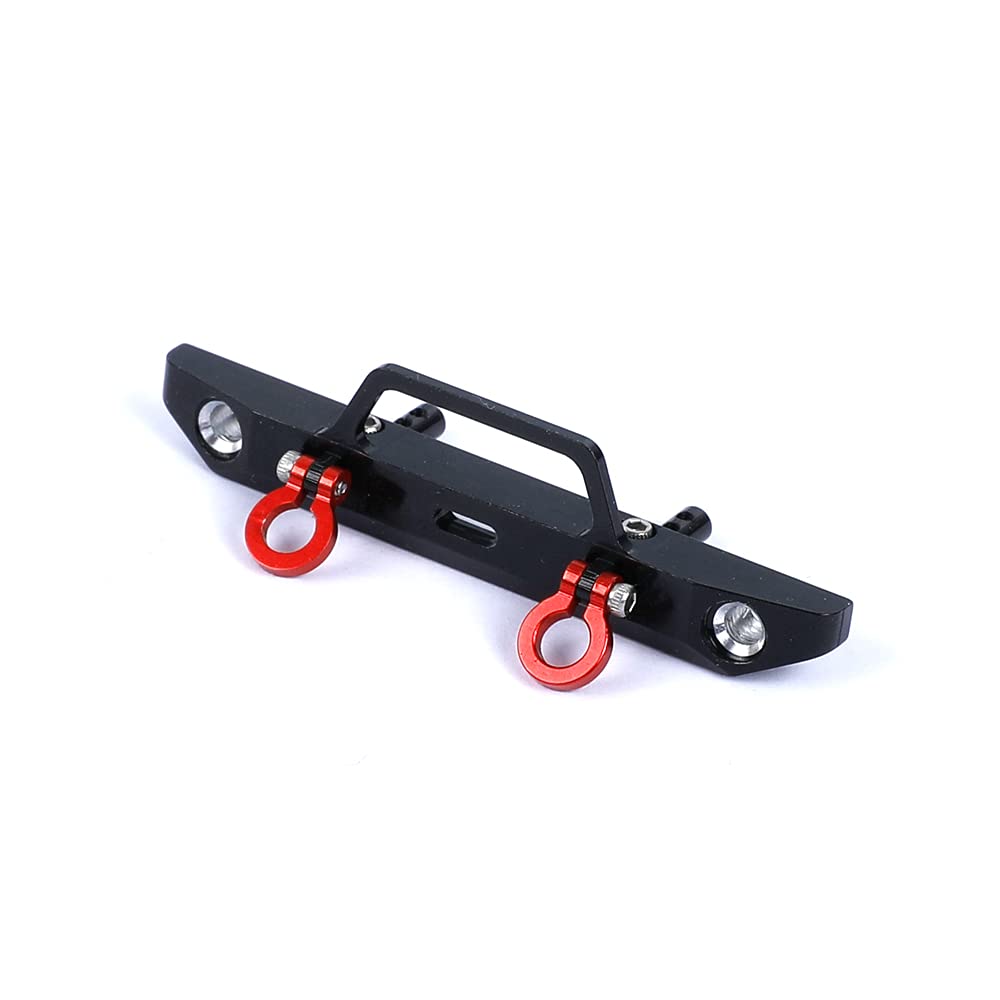Black metal bumper with red hooks on a white background