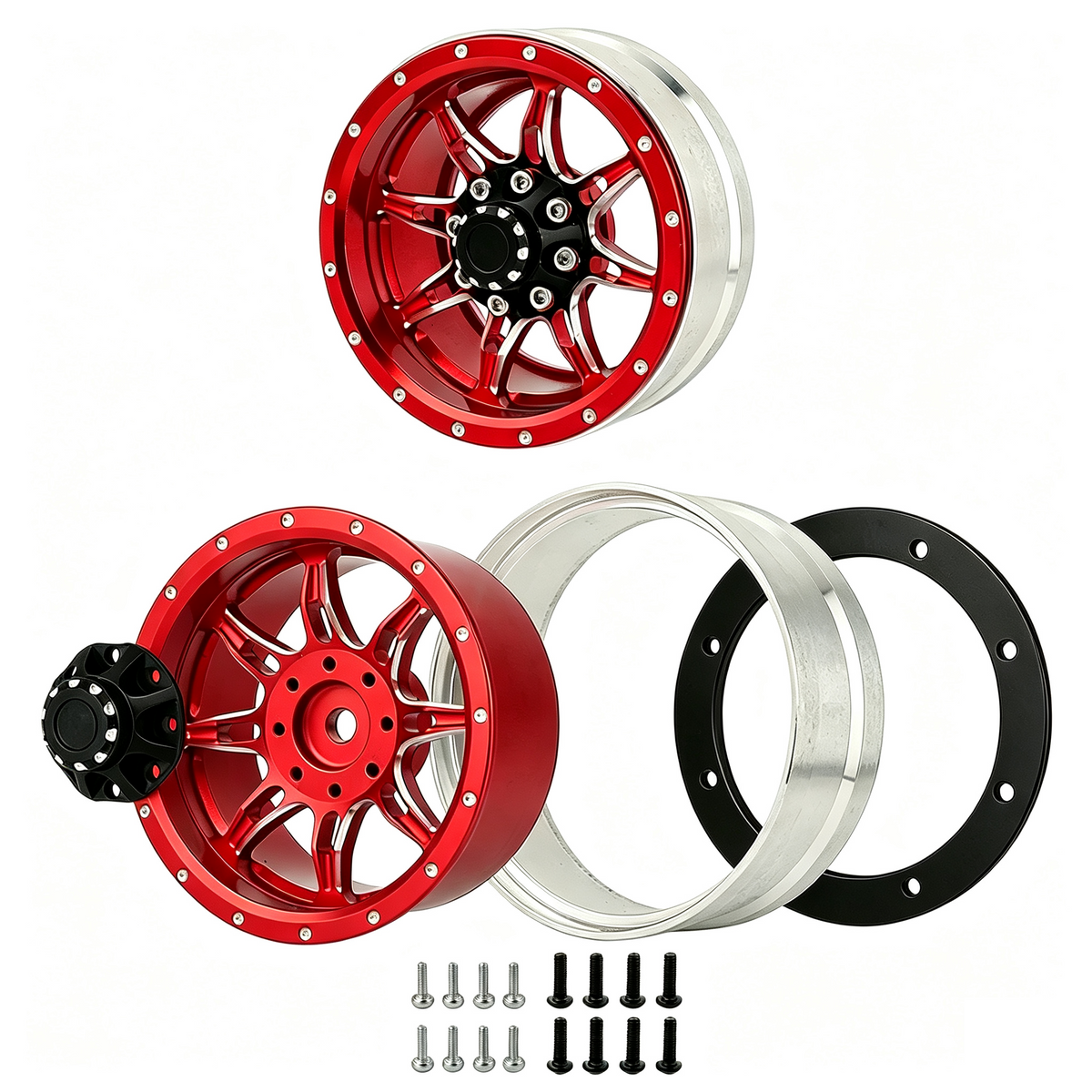 1.9 inch Metal Beadlock Wheel Rims Hubs for Axial SCX10 Tamiya CC01