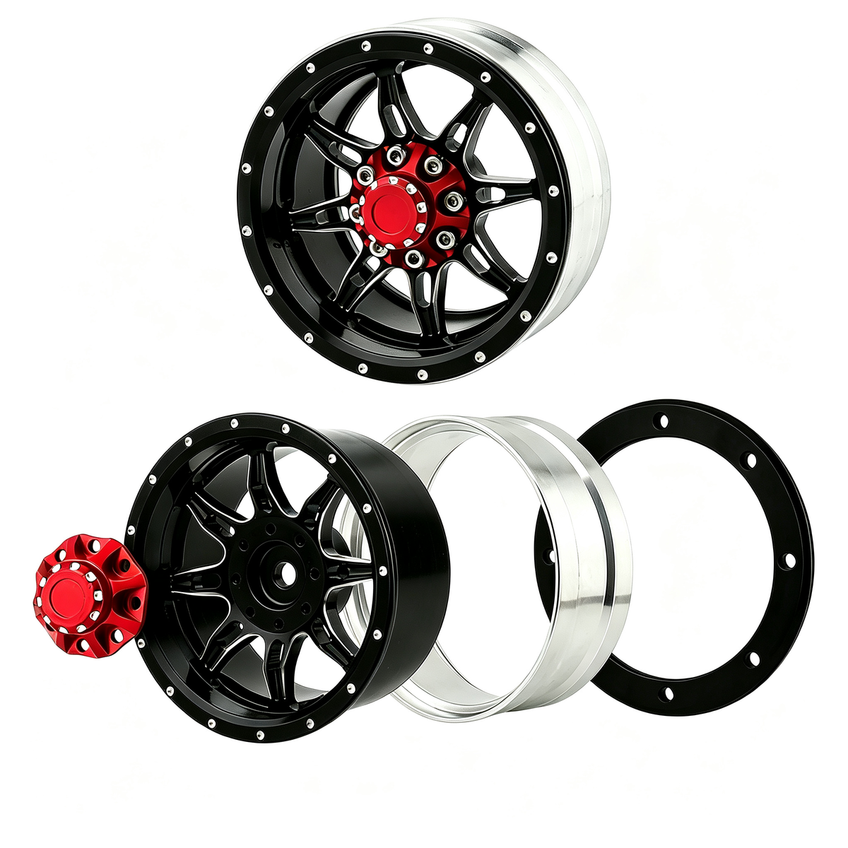 1.9 inch Metal Beadlock Wheel Rims Hubs for Axial SCX10 Tamiya CC01