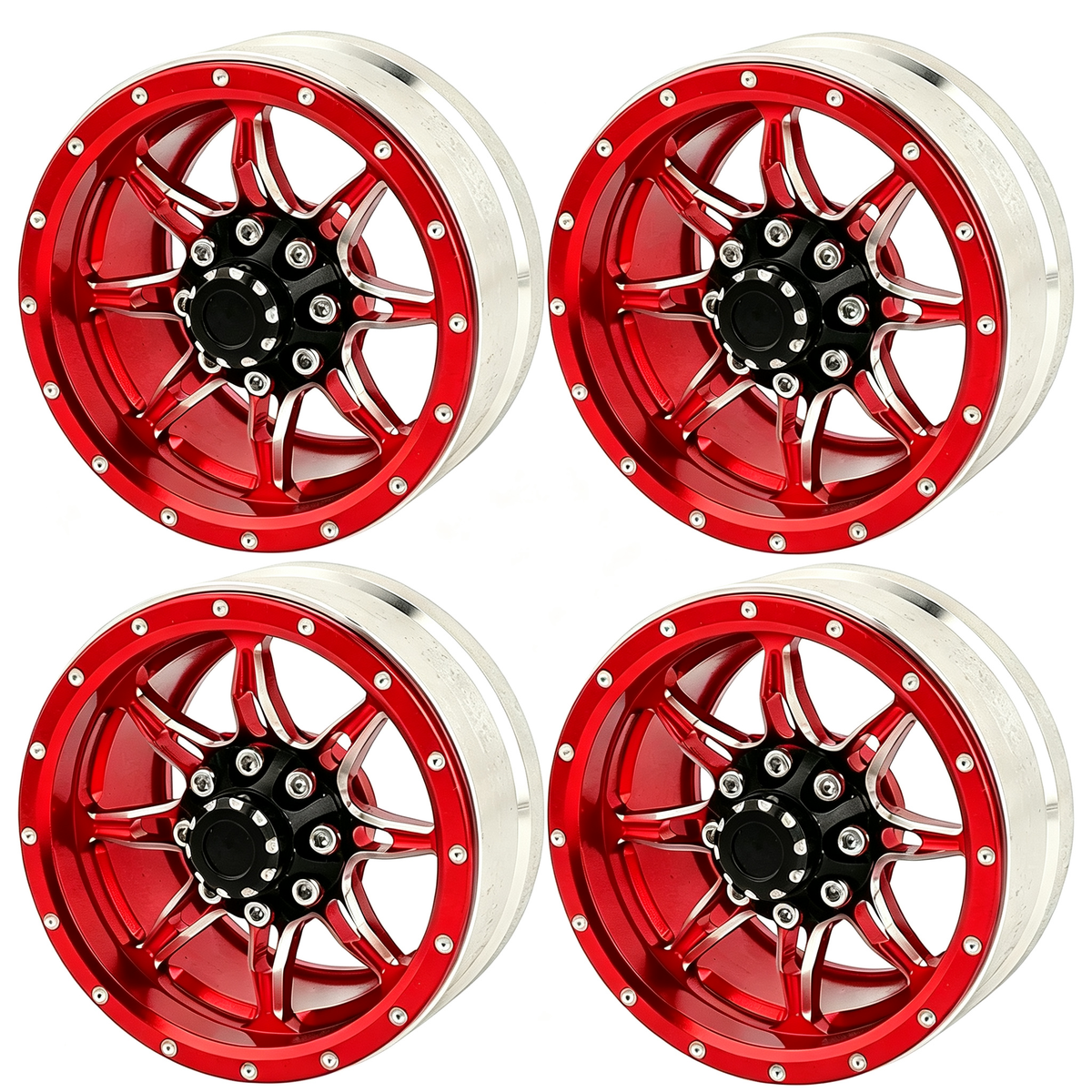 1.9 inch Metal Beadlock Wheel Rims Hubs for Axial SCX10 Tamiya CC01
